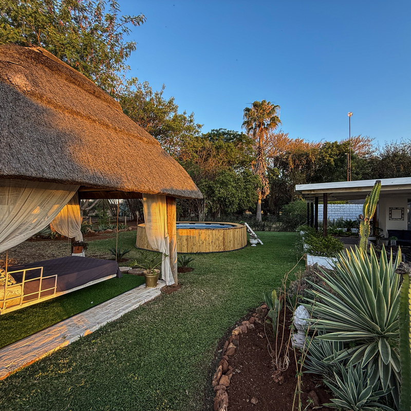 Outside Swing Bed and Splash Pool